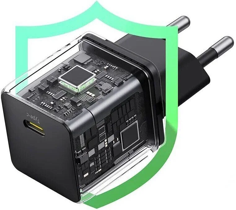 شاحن حائط سريع Baseus Palm بقدرة 20 واط USB-C وقابس أوروبي مع كابل USB-C بطول 1 متر - أسود كلستر - Thumbnail 6