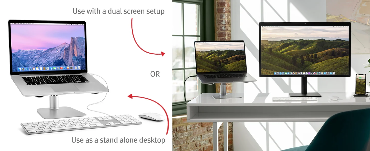 Twelve South HiRise Adjustable Ergonomic Laptop and MacBook Stand - Silver - Thumbnail 14