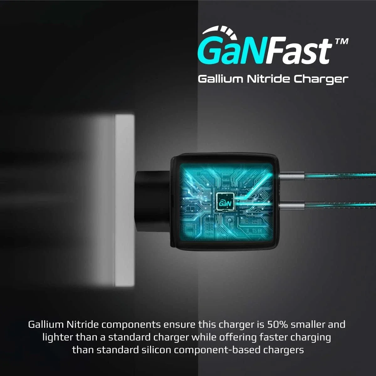 Promate PowerPort-65 65W GaN USB-C Dual-Port Fast Charger - Thumbnail 2