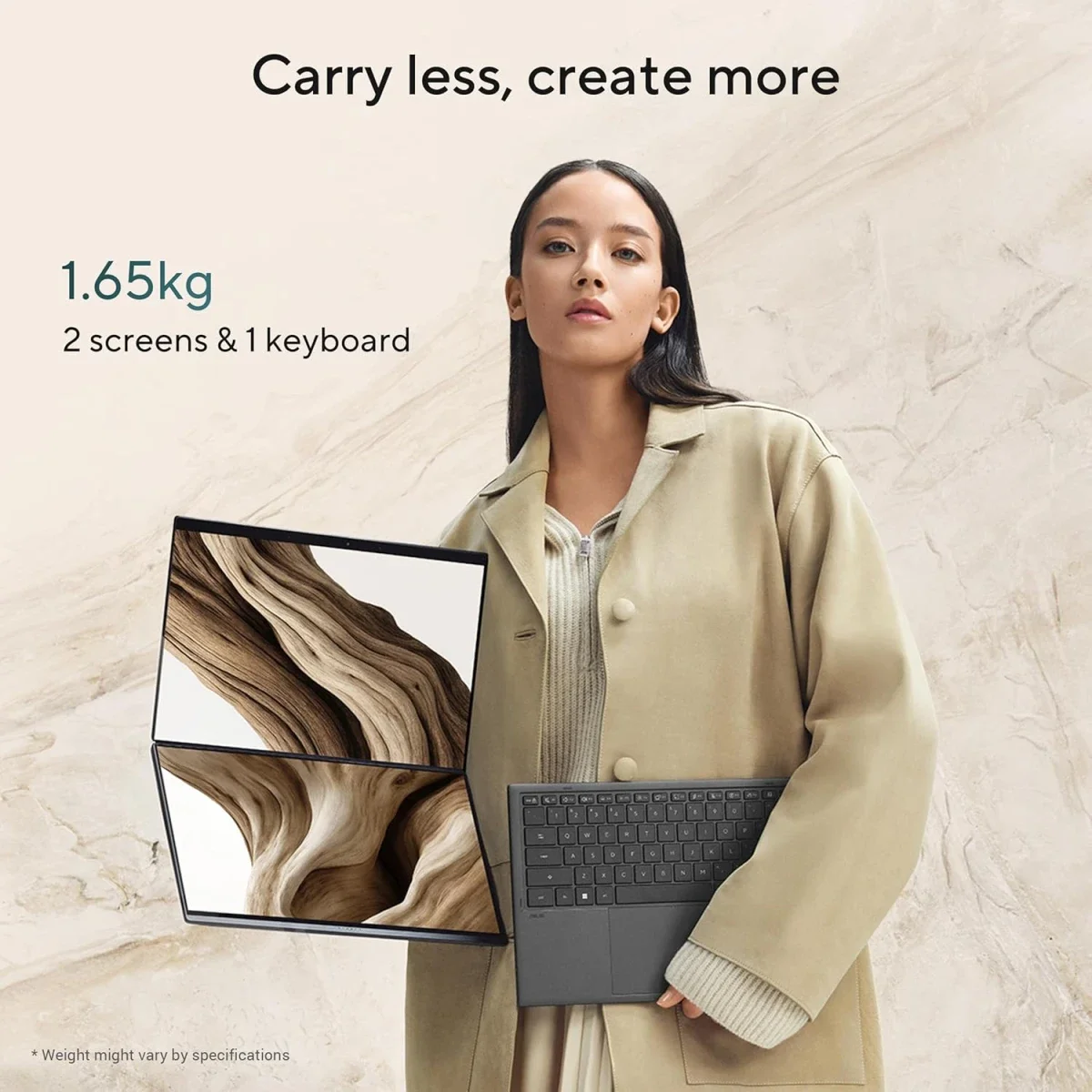 لابتوب Asus Zenbook DUO UX8407AA-SN099W بشاشتين 14 إنش 3K OLED تعمل باللمس 144Hz Intel Core Ultra 9 386H و32GB RAM و2TB SSD - Image 3
