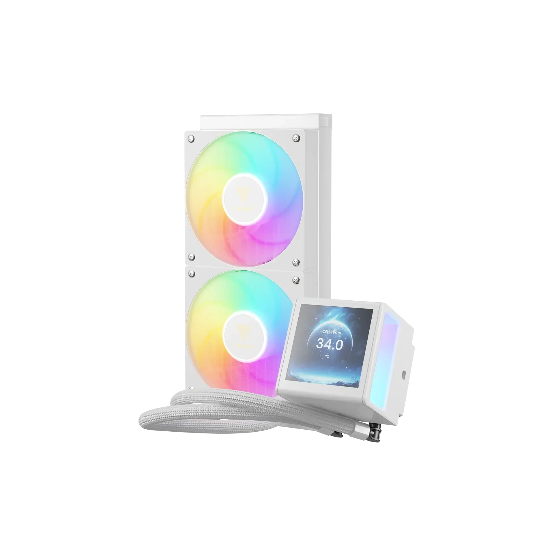 مبرد سائل للمعالج GAMDIAS CHIONE P5-240 ARGB 240mm باللون الأبيض مع شاشة IPS LCD - Image 3