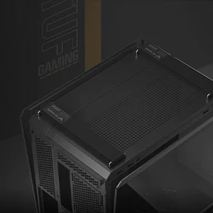 هيكل كمبيوتر Asus TUF Gaming GT502 ميد تاور بتصميم ثنائي الحجرة ومنفذ USB 3.2 Gen 2 Type-C باللون الأبيض - Image 10