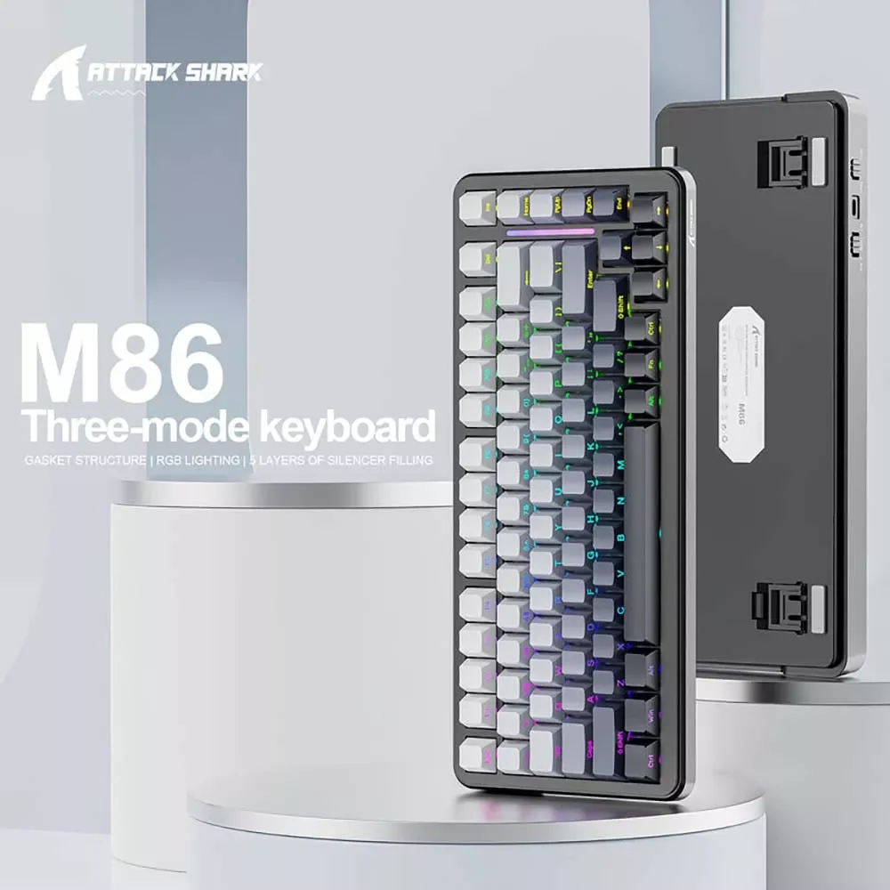 كيبورد ATTACK SHARK M86 ميكانيكي ثلاثي الاتصال بتصميم Gasket، إصدار Moonlight Night وسويتش Blueberry - Image 2
