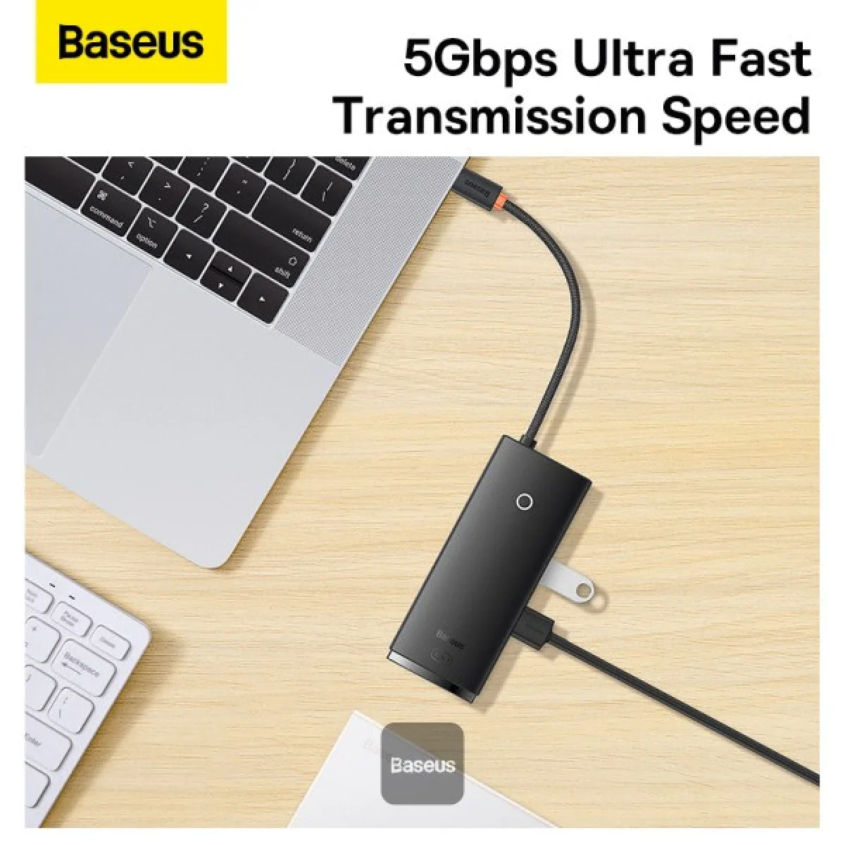 محطة إرساء وموزع Type-C Baseus Lite Series 6 منافذ HDMI وUSB 3.0 وPD وSD/TF باللون الأسود - Image 7