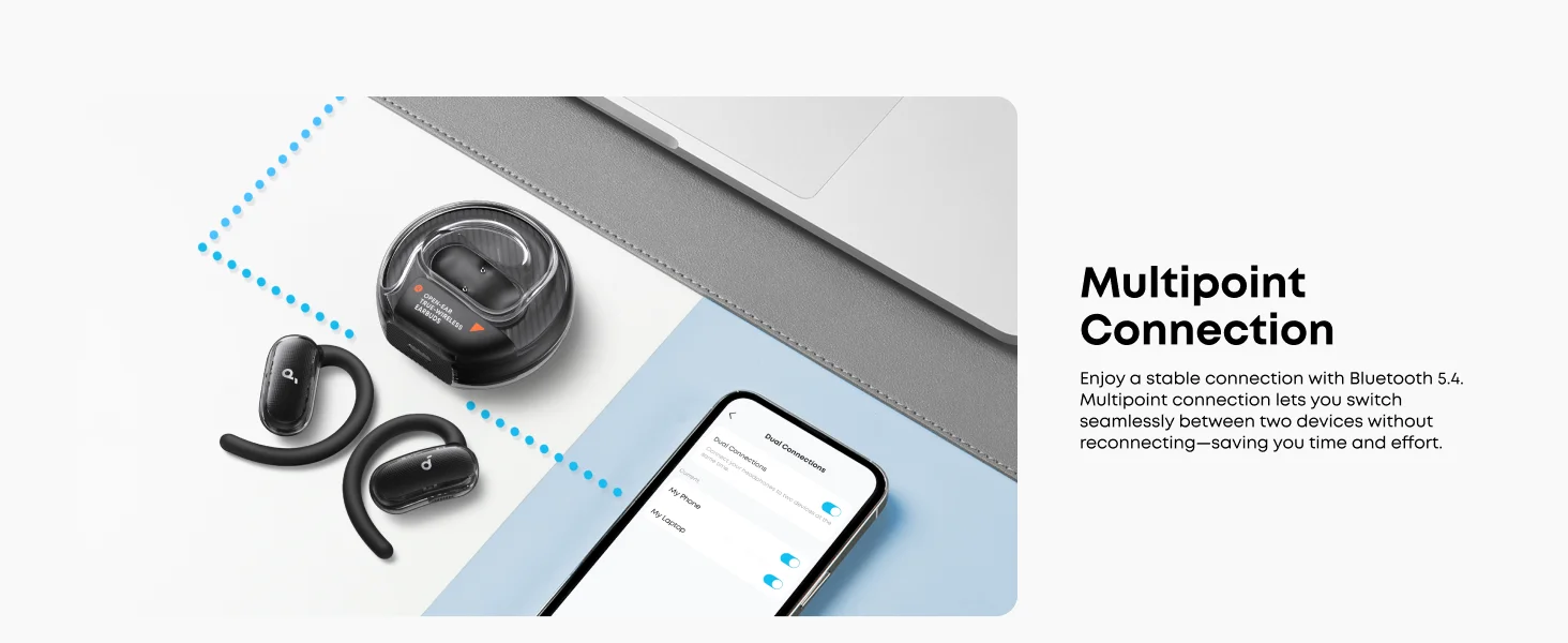 سماعات مفتوحة الأذن Anker Soundcore V40i بتقنية Bluetooth 5.4 ووقت تشغيل 21 ساعة - أسود - Image 20