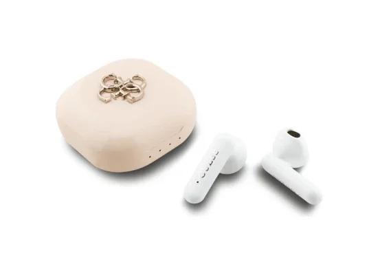 GUESS GUTWSJ7HE4GP 4G Metal Logo TWS Bluetooth Earphones with Charging Case - Pink - Image 7