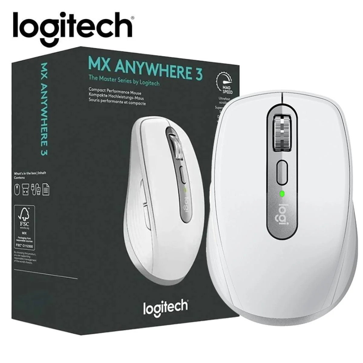 Logitech MX Anywhere 3S Compact Wireless Mouse 4000 DPI - Pale Grey