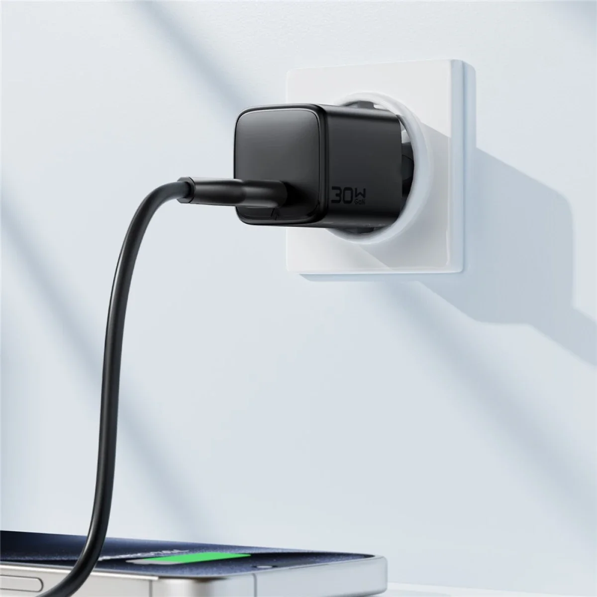 شاحن سريع صغير ACEFAST A118 USB-C PD GaN بقدرة 30 واط - قابس أوروبي - أسود - Thumbnail 5