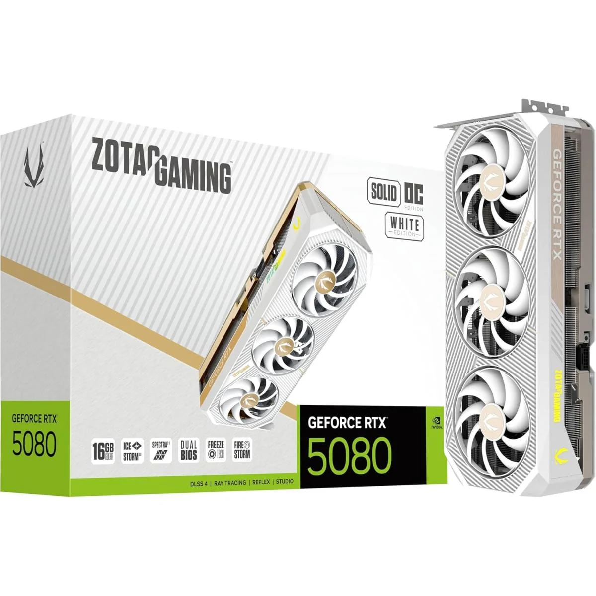 ZOTAC GAMING GeForce RTX 5080 SOLID OC White Edition 16GB GDDR7 Graphics Card