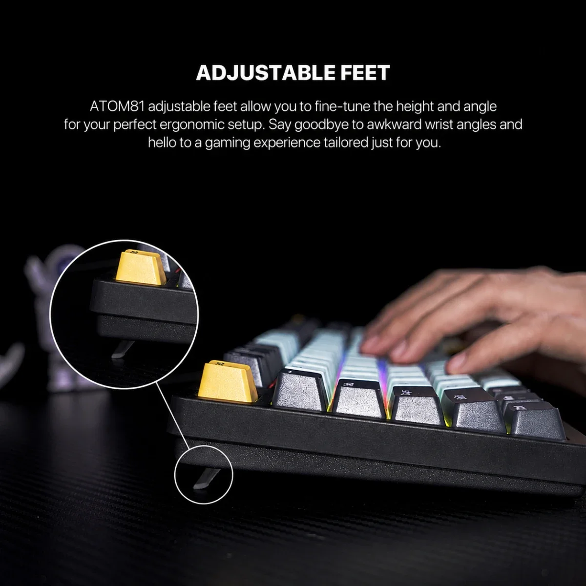 كيبورد ألعاب ميكانيكي سلكي Fantech بلون أزرق سماوي وكحلي مع سويتش Taro - ATOM81 MK875V2 MIZU - Image 6