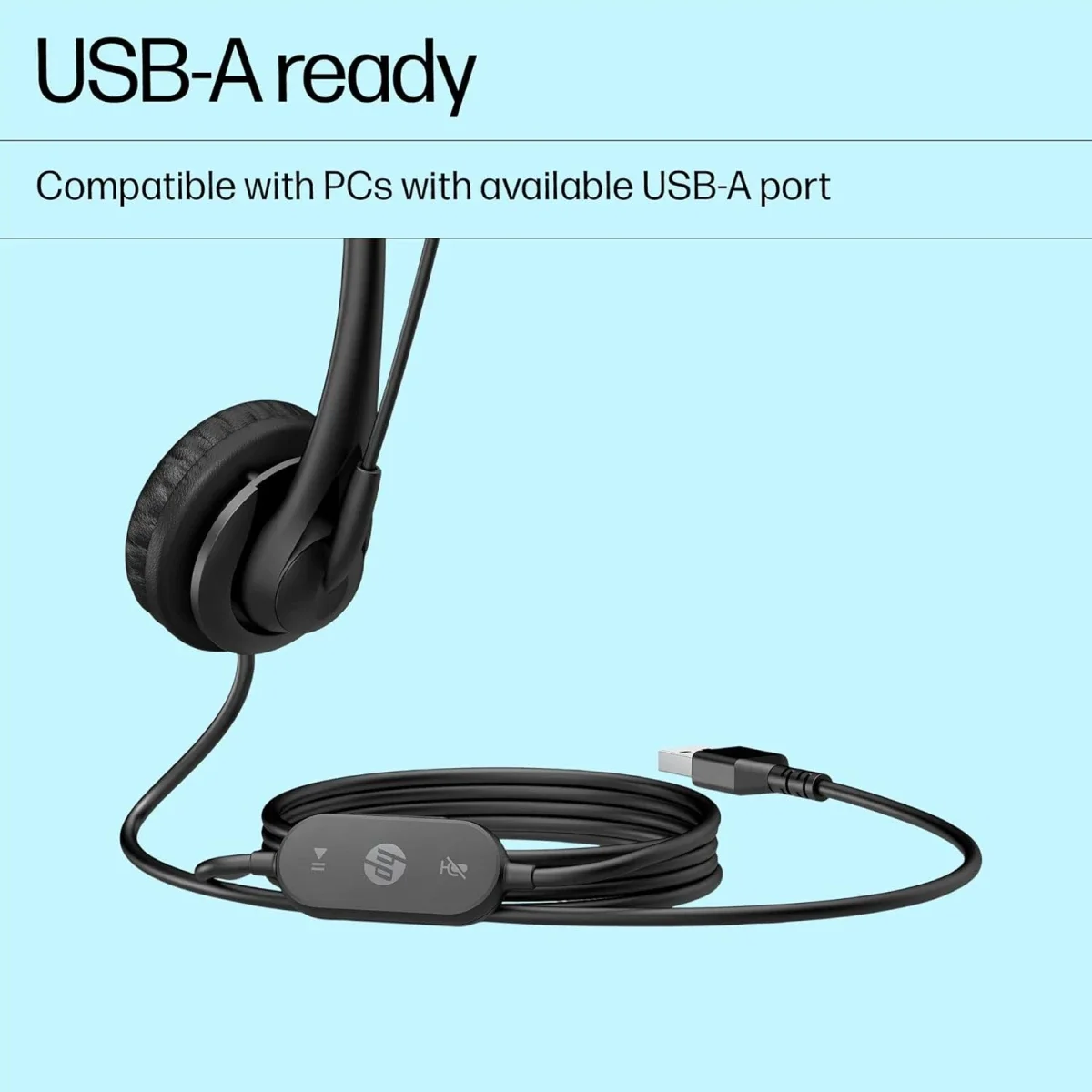 سماعة رأس HP Stereo USB G2 بمنفذ USB-A وميكروفون عازل للضوضاء ومقبس صوت 3.5 مم - Thumbnail 5