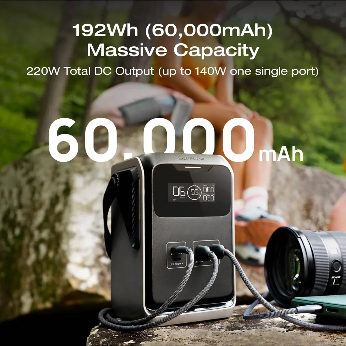محطة طاقة محمولة EcoFlow TRAIL 200 بسعة 192Wh وبطارية LiFePO4 وإخراج DC بقدرة 220W - Thumbnail 3