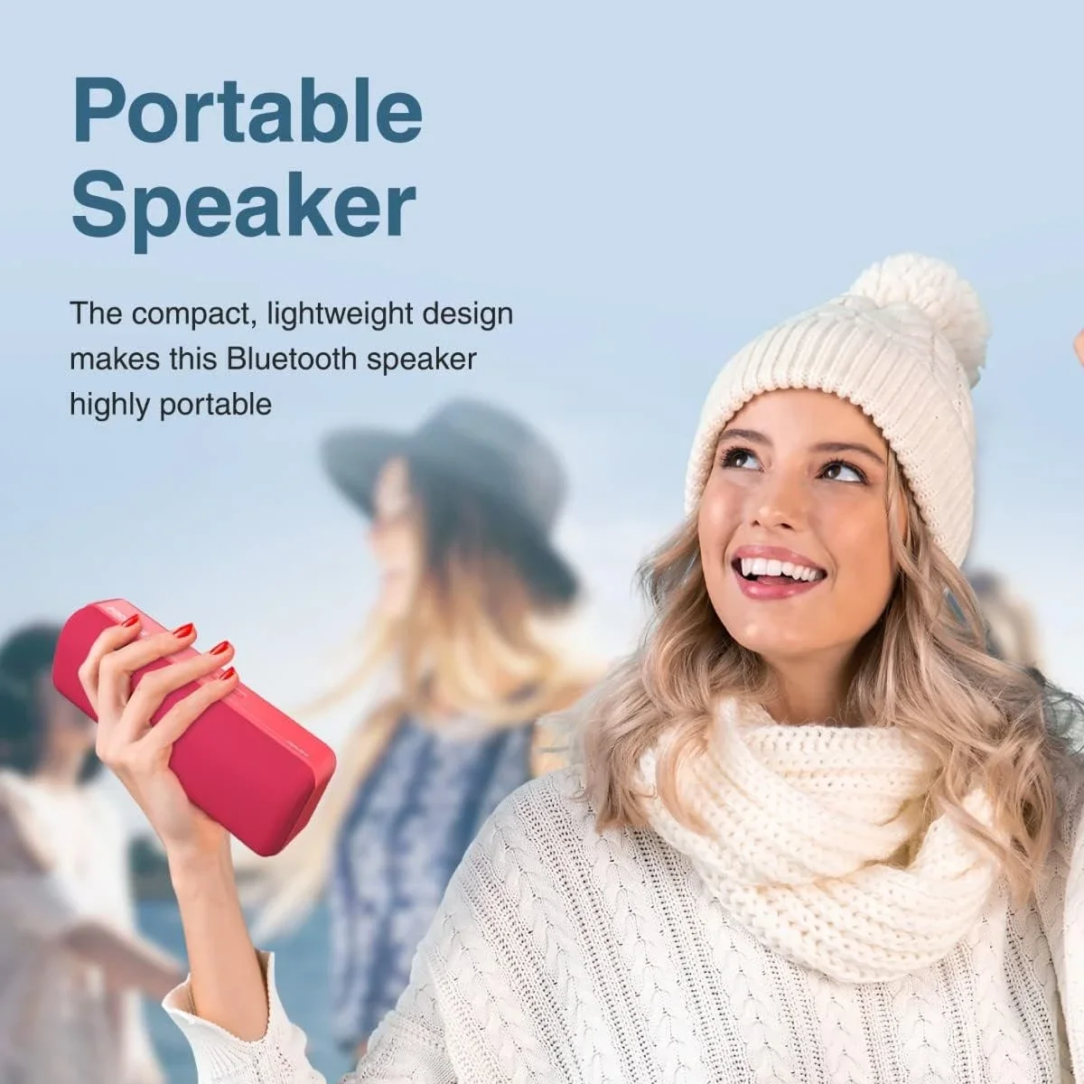 سماعة Promate Capsule-2 بلوتوث محمولة 6 واط Bluetooth 5.0 أحمر - Thumbnail 4