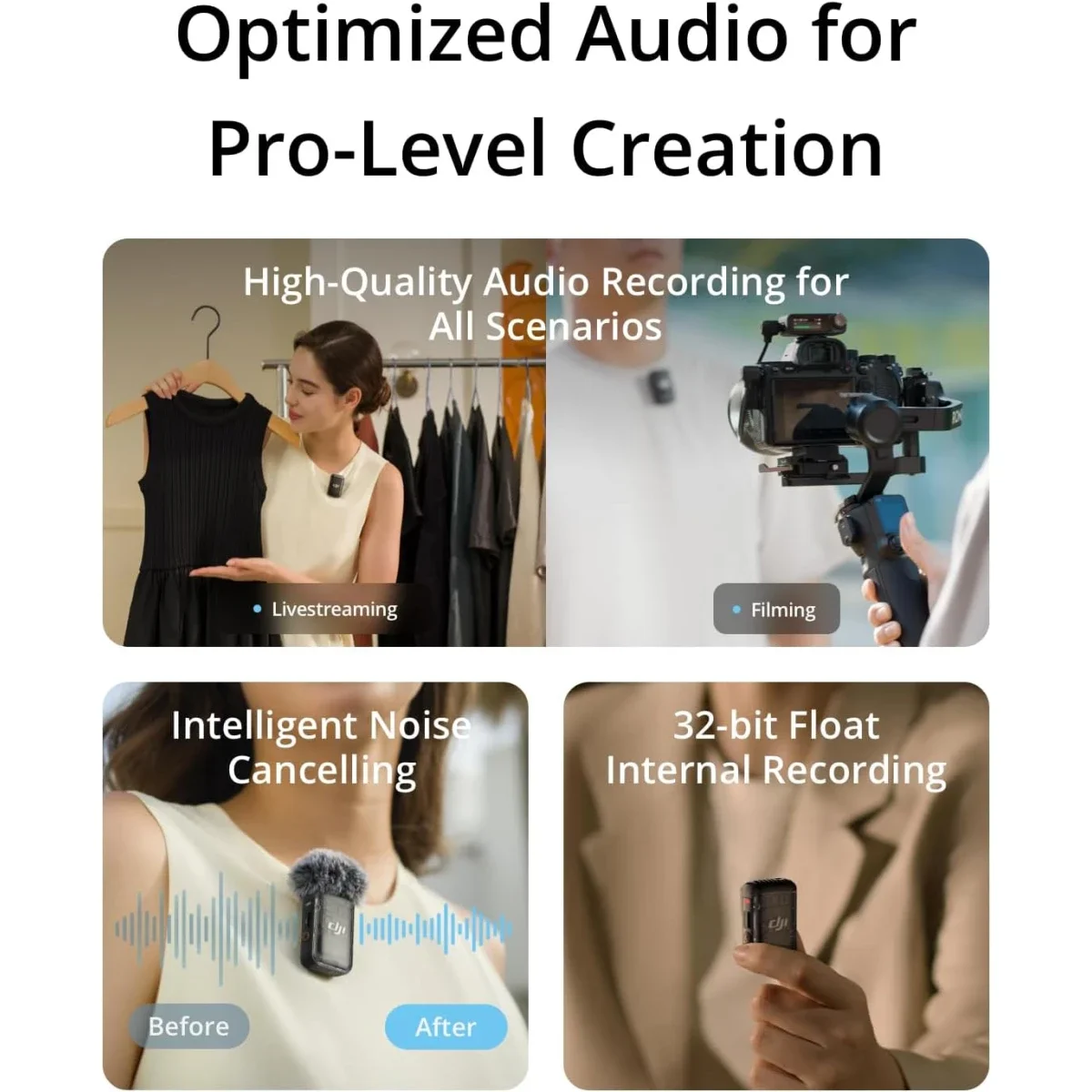 DJI Mic 2 Wireless Lavalier Microphone with Charging Case, 48kHz 32-Bit Float, 250m Range, 18H Battery - Thumbnail 8