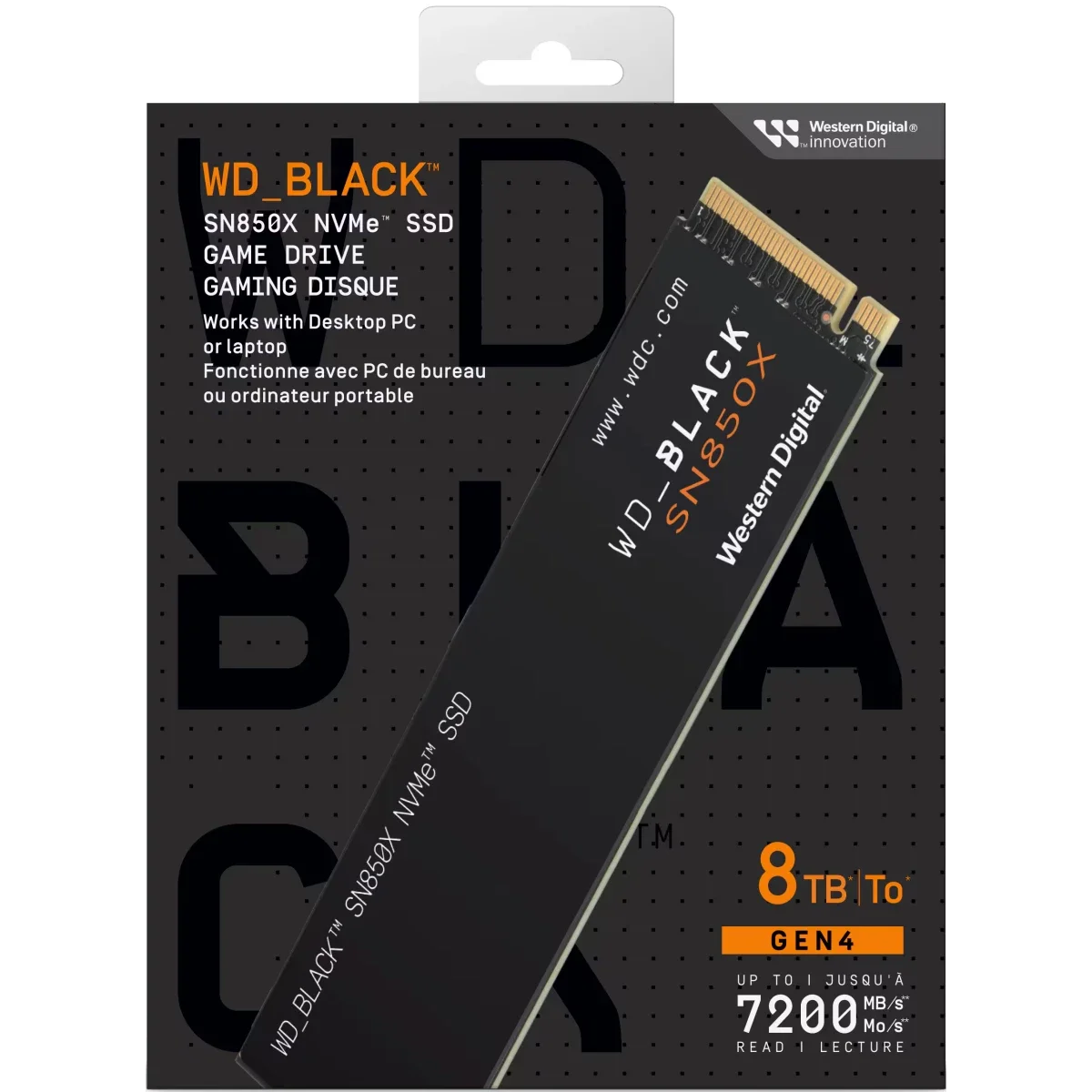 قرص SSD داخلي Western Digital WD_BLACK SN850X سعه 8TB NVMe PCIe Gen 4 M.2 2280 بسرعه تصل الي 7200MB/s