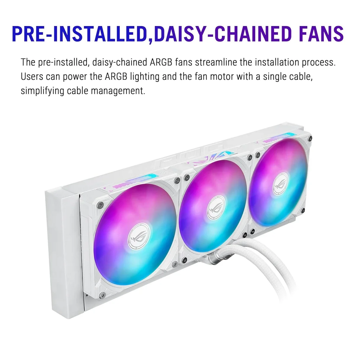 Asus ROG Ryuo IV SLC 360 ARGB Liquid CPU Cooler with 6.67-Inch AMOLED Display, 360mm Radiator, White - Image 6