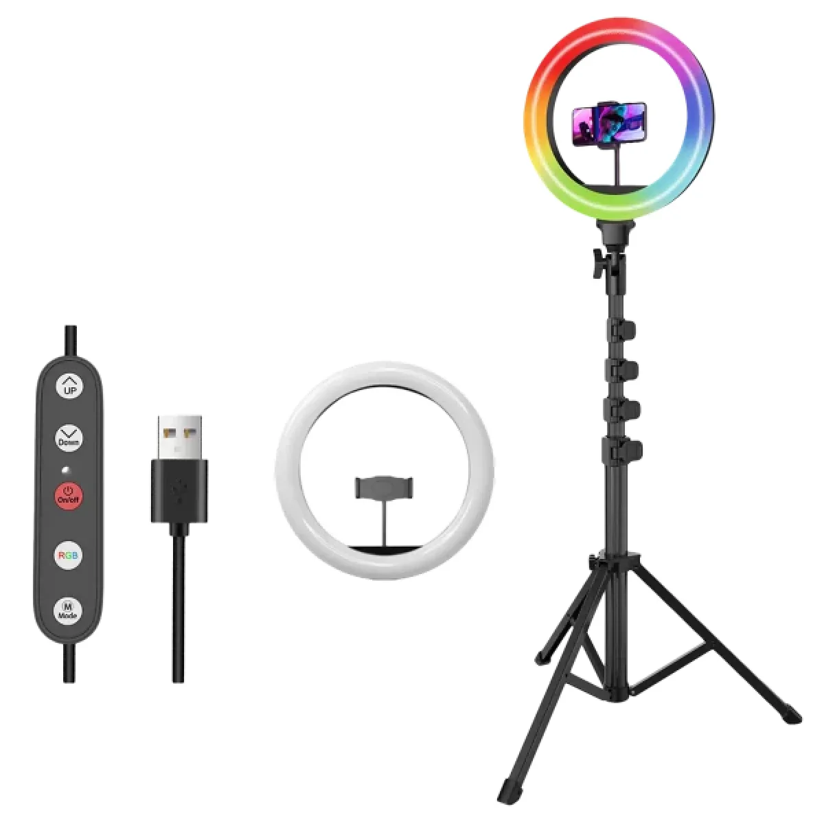إضاءة حلقية Proove Halo 10 RGB مقاس 10 إنش بقوة 10 واط مع حامل ثلاثي 1.6 متر، أبيض (PLRL10100401) - Image 6