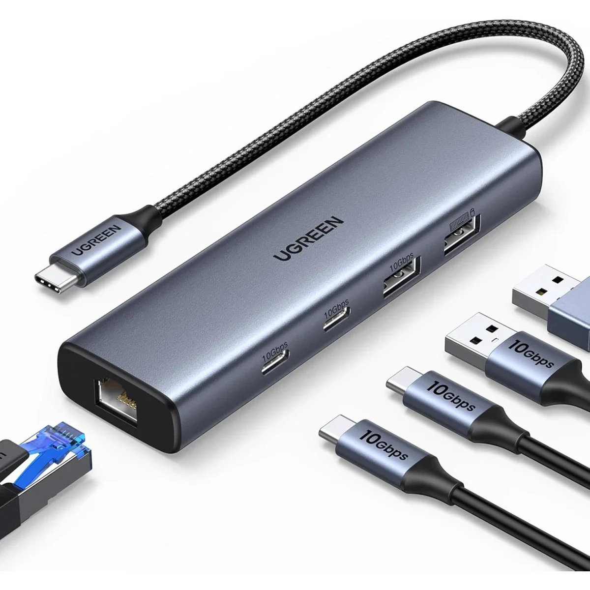 Ugreen 6-in-1 USB-C Hub to Ethernet Adapter with 10Gbps USB 3.2 and Gigabit RJ45 - Image 1