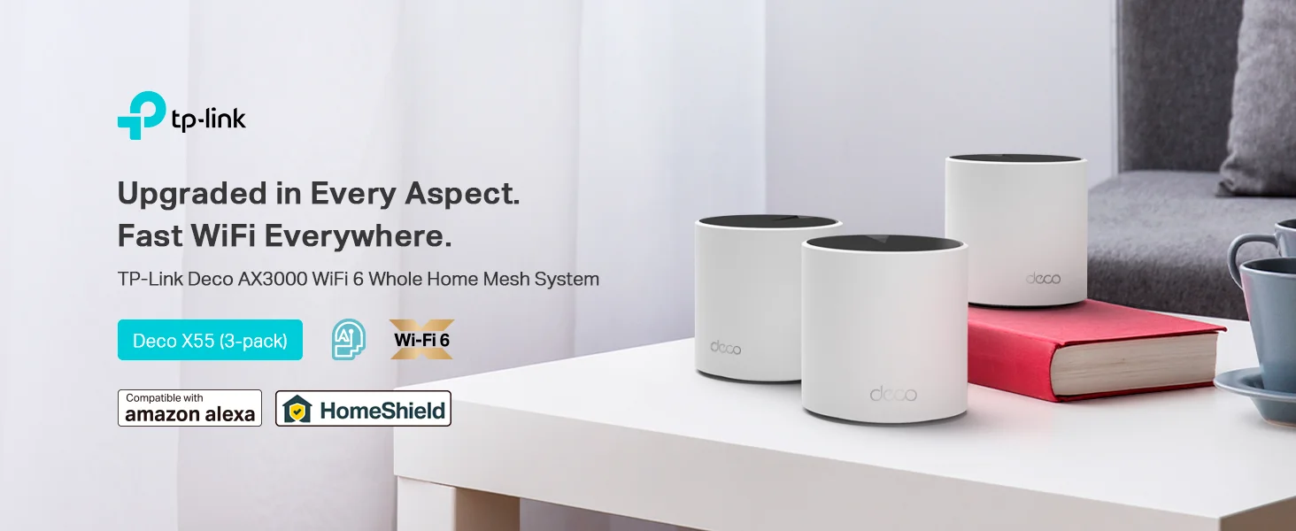 نظام Mesh Wi‑Fi 6 لتقوية الانترنت من TP-LINK Deco X55 AX3000 مع 3 منافذ جيجابت وتغطية 2500 قدم مربع، عبوة 1 - Image 8