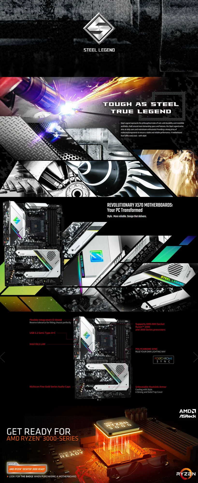 لوحة أم ASRock X570 Steel Legend بمقبس AM4 وحجم ATX - Thumbnail 4