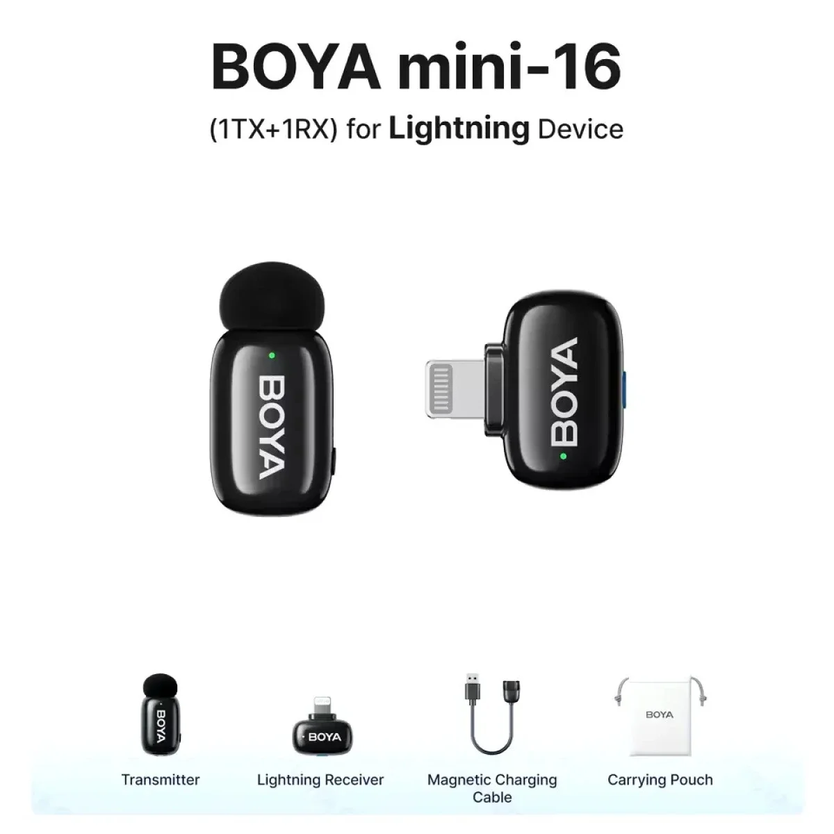ميكروفون لافالير لاسلكي Boya Mini-16 للآيفون مع تغيير الصوت بالذكاء الاصطناعي - Image 2