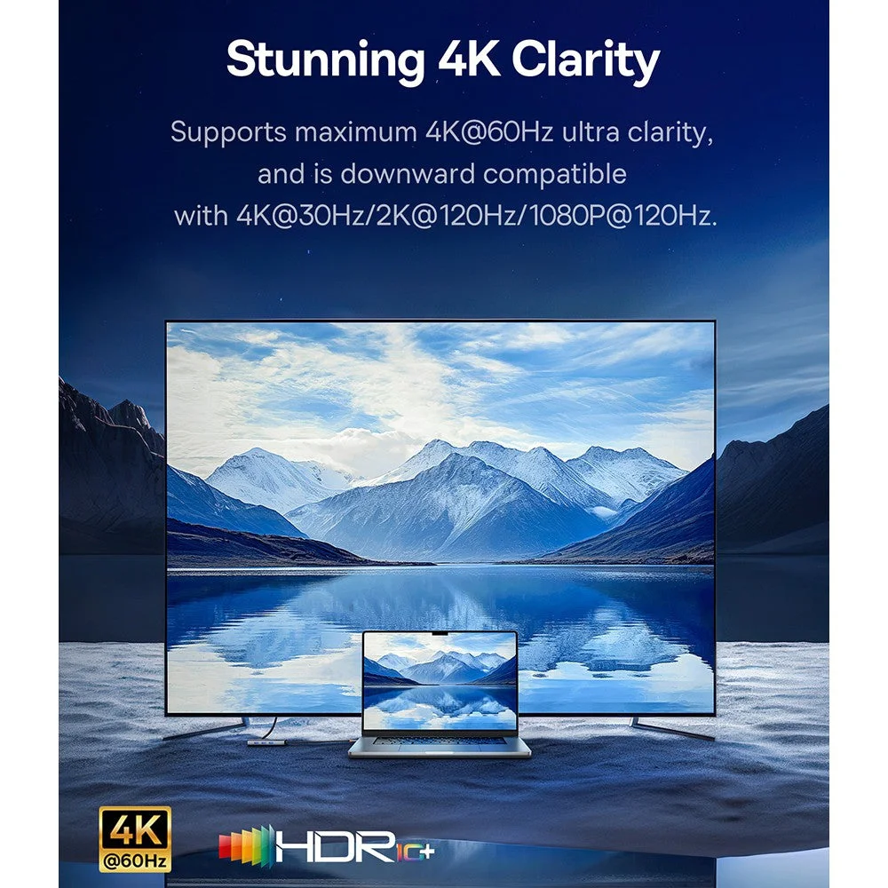 محطة إرساء وموزع USB-C Baseus UltraJoy Series 7-Port مع HDMI بدقة 4K 60Hz وVGA و4 منافذ USB 3.0 وPD - Space Grey - Image 6