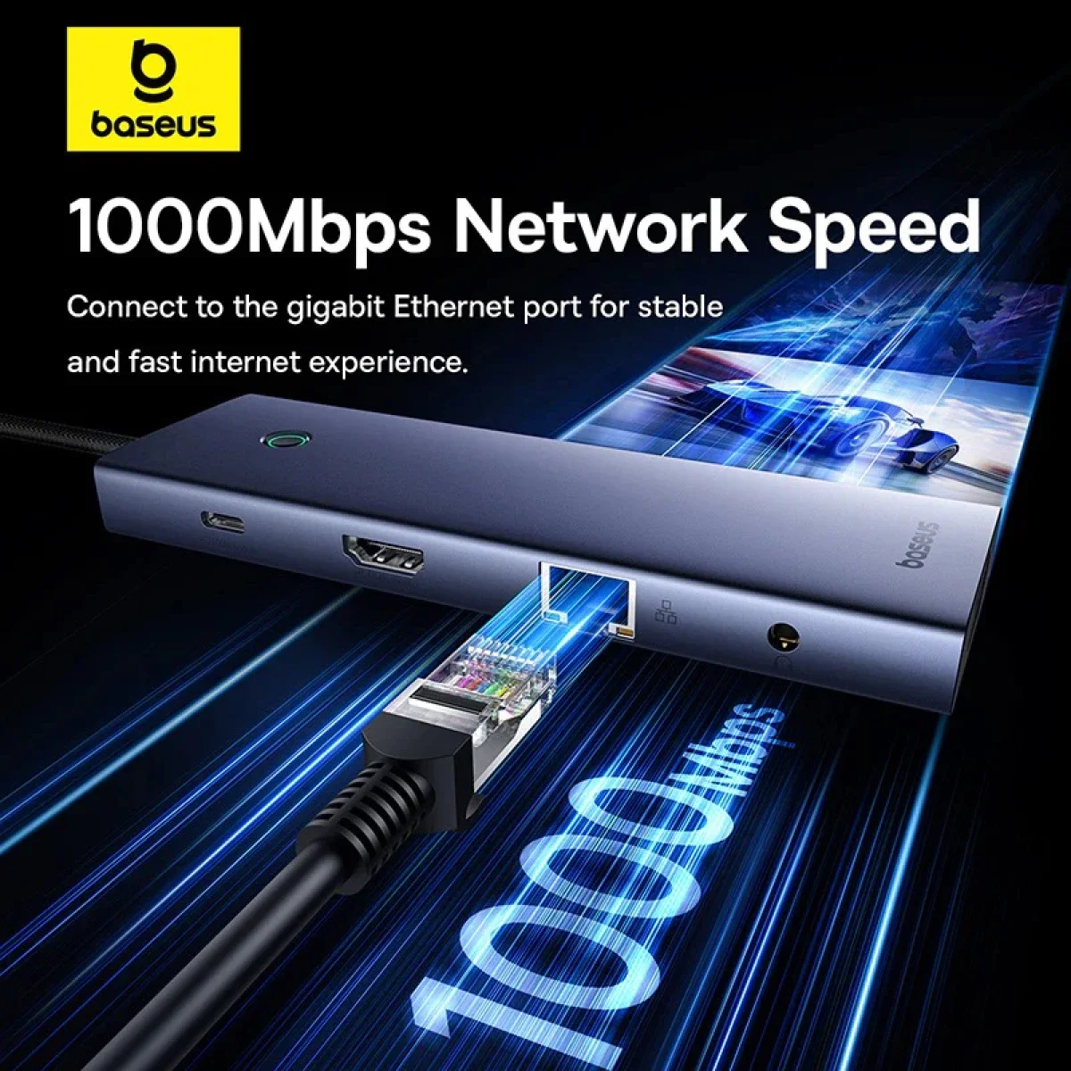 محطة إرساء وموزع USB-C Baseus UltraJoy Series 10 منافذ مع HDMI وVGA و3x USB 3.0 وPD وRJ45 وSD/TF - Space Gray - Image 8