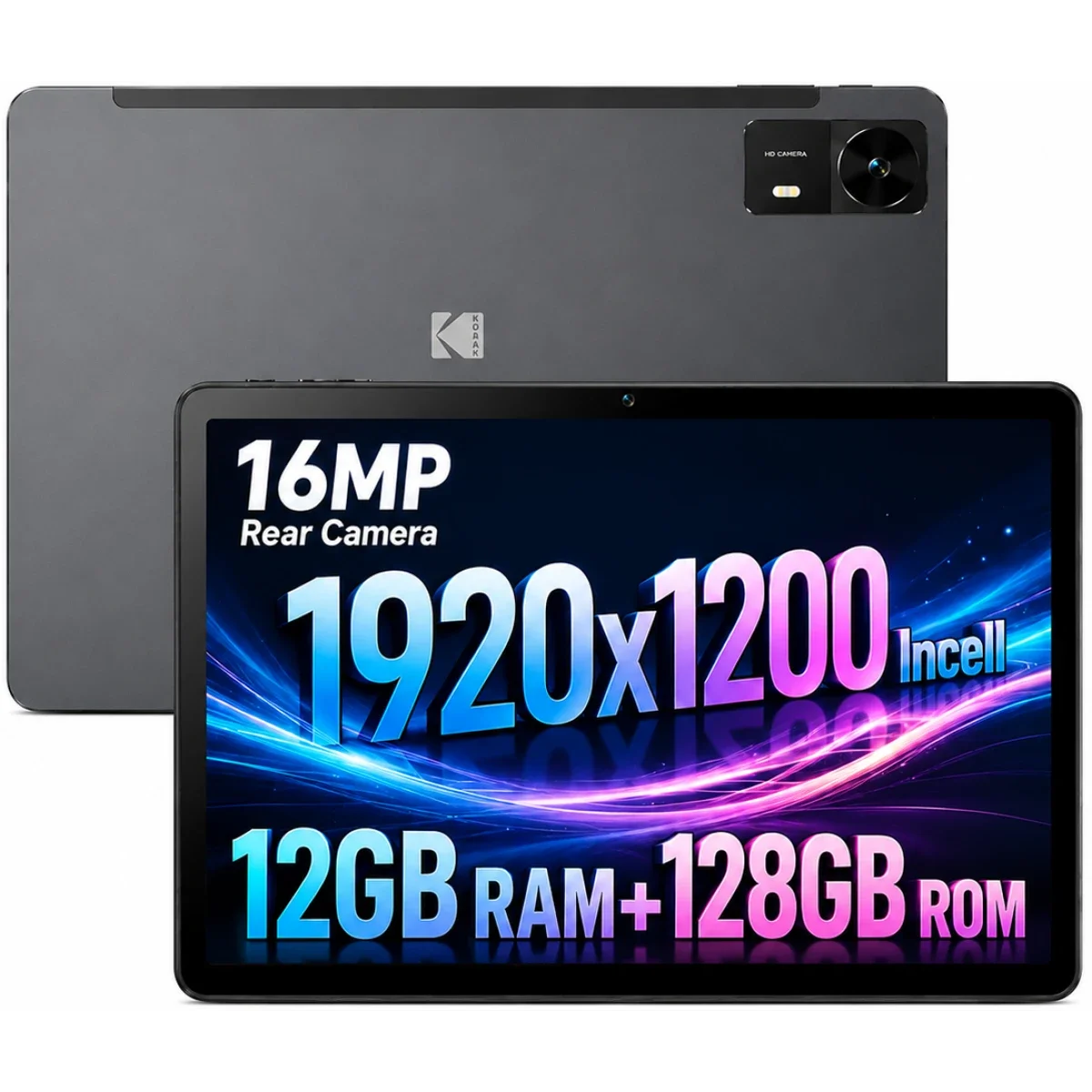 تابلت Kodak K11 أندرويد واي فاي 11.0 إنش، 128GB، شاشة IPS 2K FHD لمس، مع جراب حماية، Space Gray