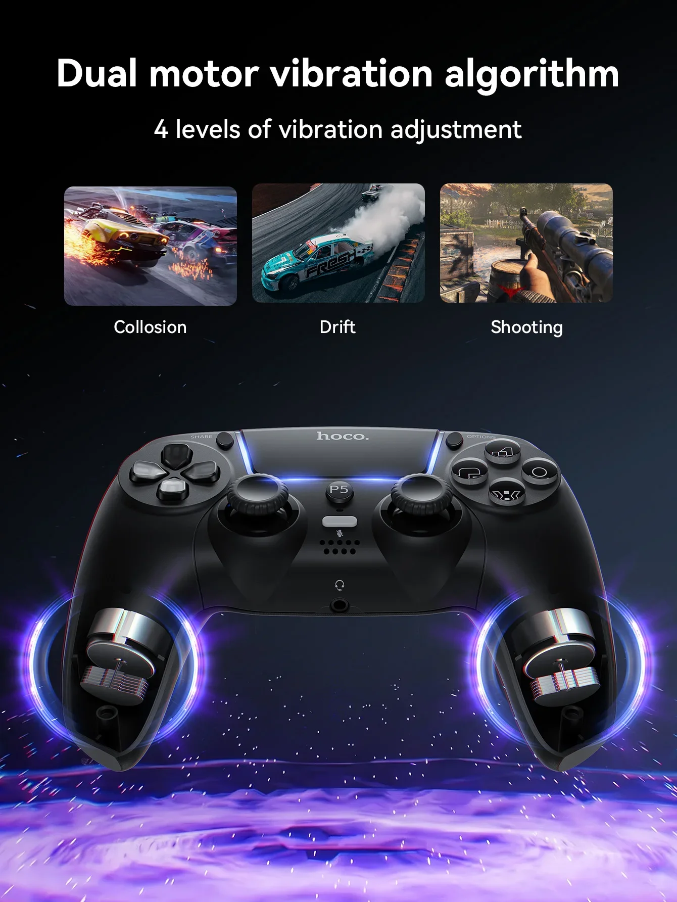 يد تحكم ألعاب لاسلكية HOCO GA32 Dragon لجهاز PS5 بتقنية Bluetooth 5.1 وبطارية 600mAh أبيض - Image 10