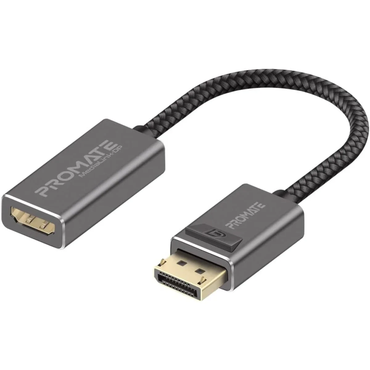 محول DisplayPort إلى HDMI من Promate MediaLink-DP بدقة 4K 60Hz مع كابل نايلون مجدول - Image 1
