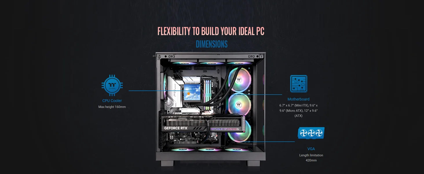 Thermaltake View 380 XL WS ARGB Mid-Tower PC Case Black - Image 18