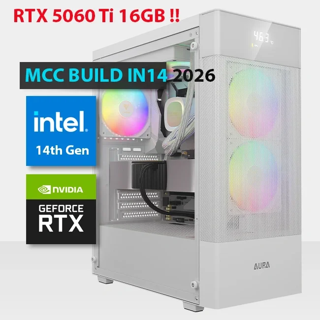 كمبيوتر ألعاب Intel MCC IN14-26 MIDAS بمعالج Core i5-14400F وكرت RTX 5060 Ti 16GB