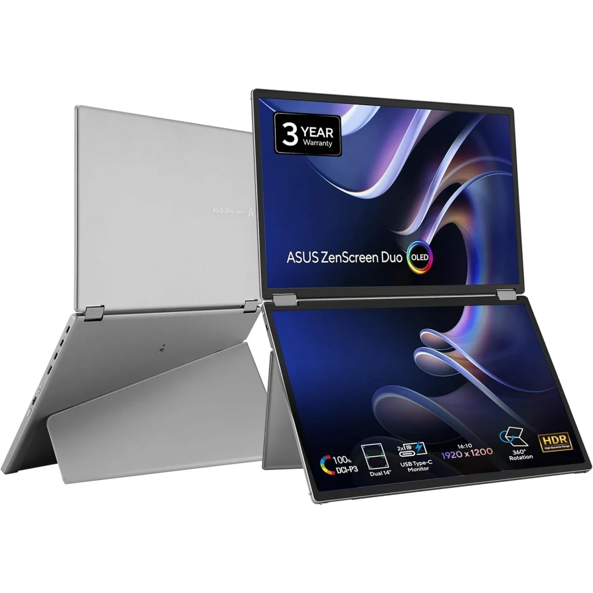 شاشة محمولة Asus MQ149CD ZenScreen Duo OLED مزدوجة قابلة للطي 14 إنش