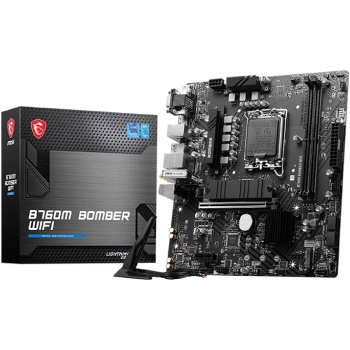 لوحة أم للألعاب MSI B760M BOMBER Wi-Fi 6E بحجم mATX، LGA 1700، DDR5، PCIe 4.0، 2x M.2