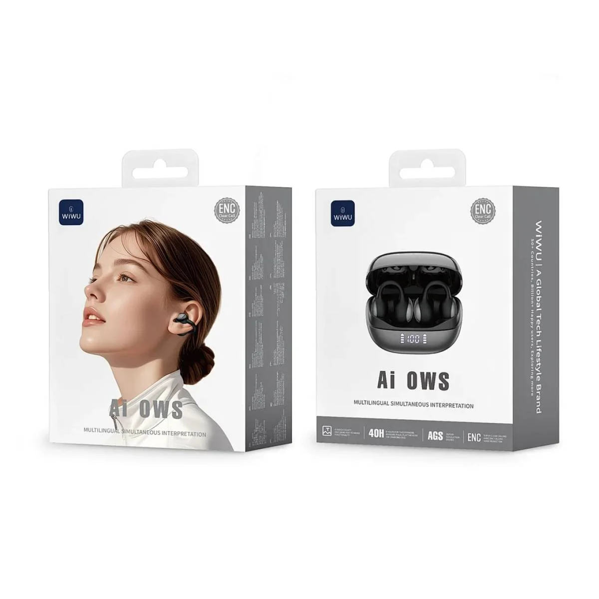 WIWU Ai302 Wireless AI Translation Open-Ear Earbuds, IPX4, 4-Mic ENC, Type-C, 60H, Black - Thumbnail 8