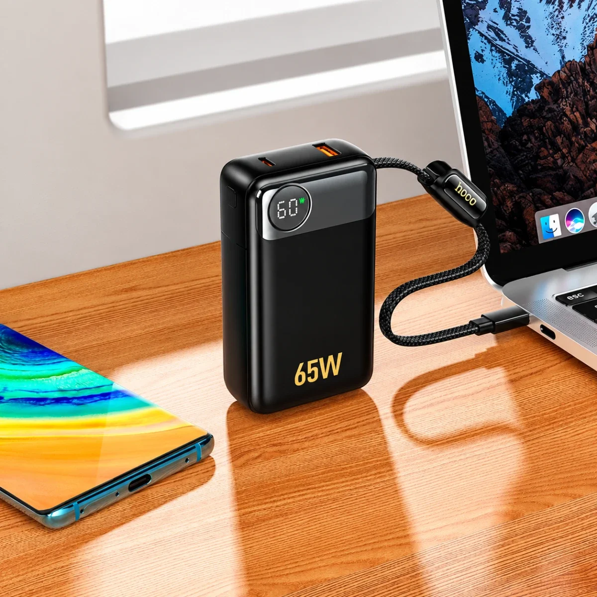 HOCO Q53 Skillful PD65W 12000mAh Power Bank - Black - Thumbnail 5