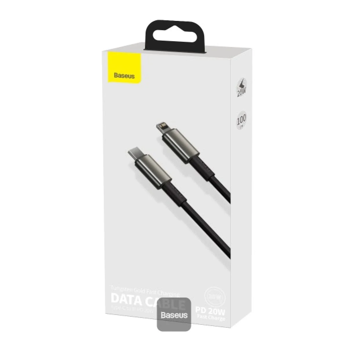كابل Baseus Tungsten Gold من USB-C إلى Lightning شحن سريع PD 20W بطول 1 متر أسود - Image 10