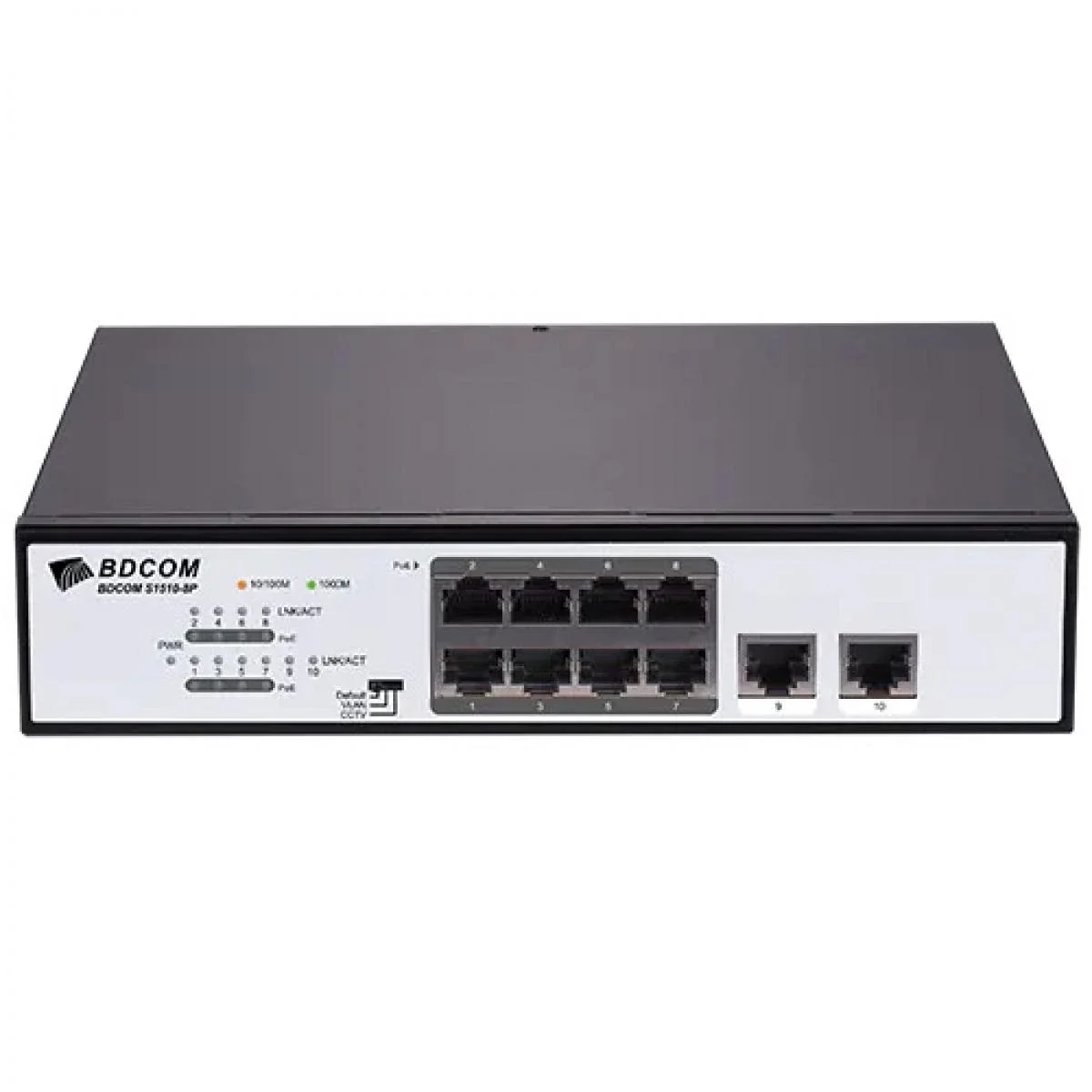 سويتش BDCOM S1510-8P جيجابت PoE بـ 8 منافذ مع منفذين GE، غير مُدار، 120 واط