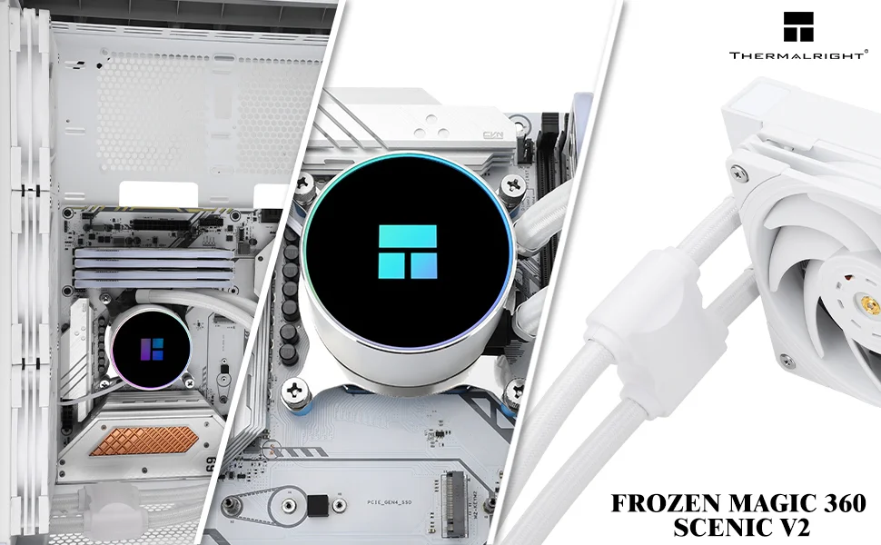 مبرد مائي للمعالج Thermalright Frozen Magic 360 Scenic V2 مع 3 مراوح 120mm PWM - White - Thumbnail 12
