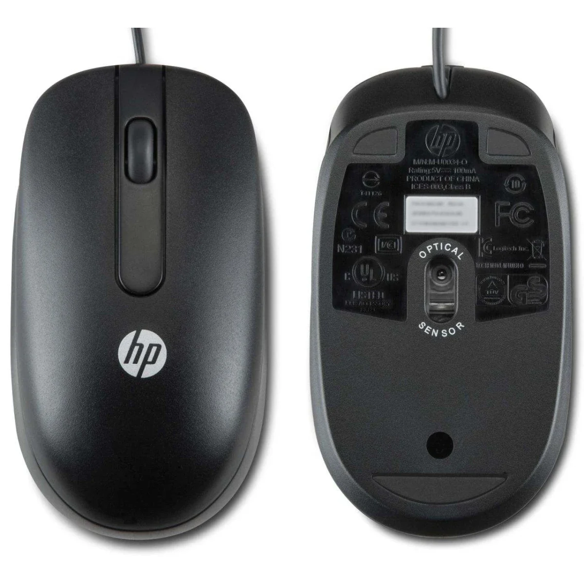 HP Wired USB Optical Scroll Mouse 800 DPI Black - Thumbnail 2