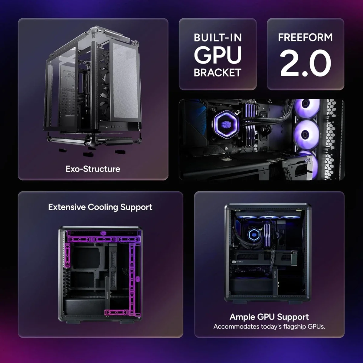 Cooler Master MasterFrame 500 Mesh ATX Mid-Tower PC Case Black - Thumbnail 3