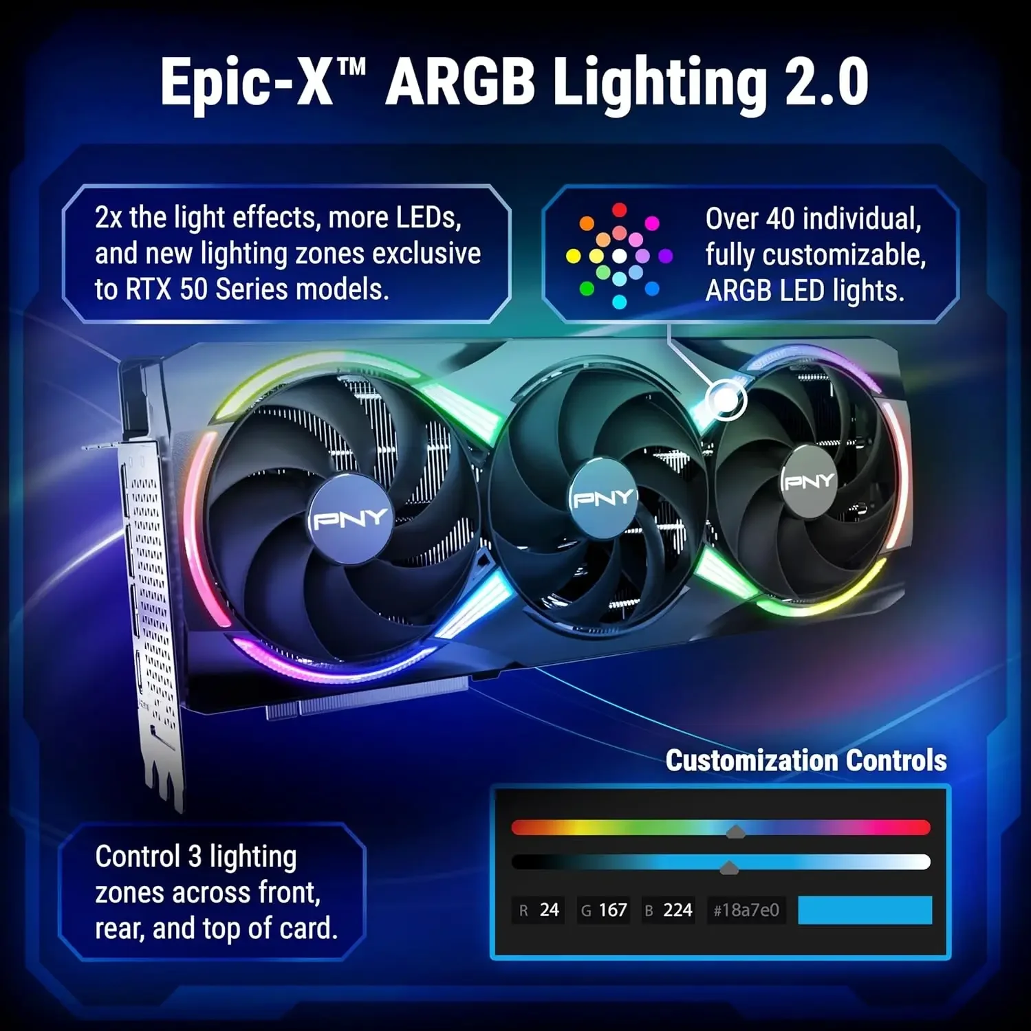 كرت شاشة PNY ARGB EPIC-X RGB مكسور السرعة بثلاث مراوح 16GB GDDR7 GeForce RTX 5080 - Image 5