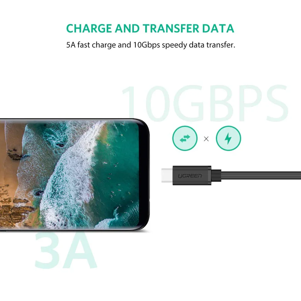 سلك تمديد USB-C ذكر إلى USB-C أنثى Ugreen 10387 Gen2 بقدرة 100W وسرعة 10Gbps ودقة 4K 60Hz بطول 1 متر - Thumbnail 3