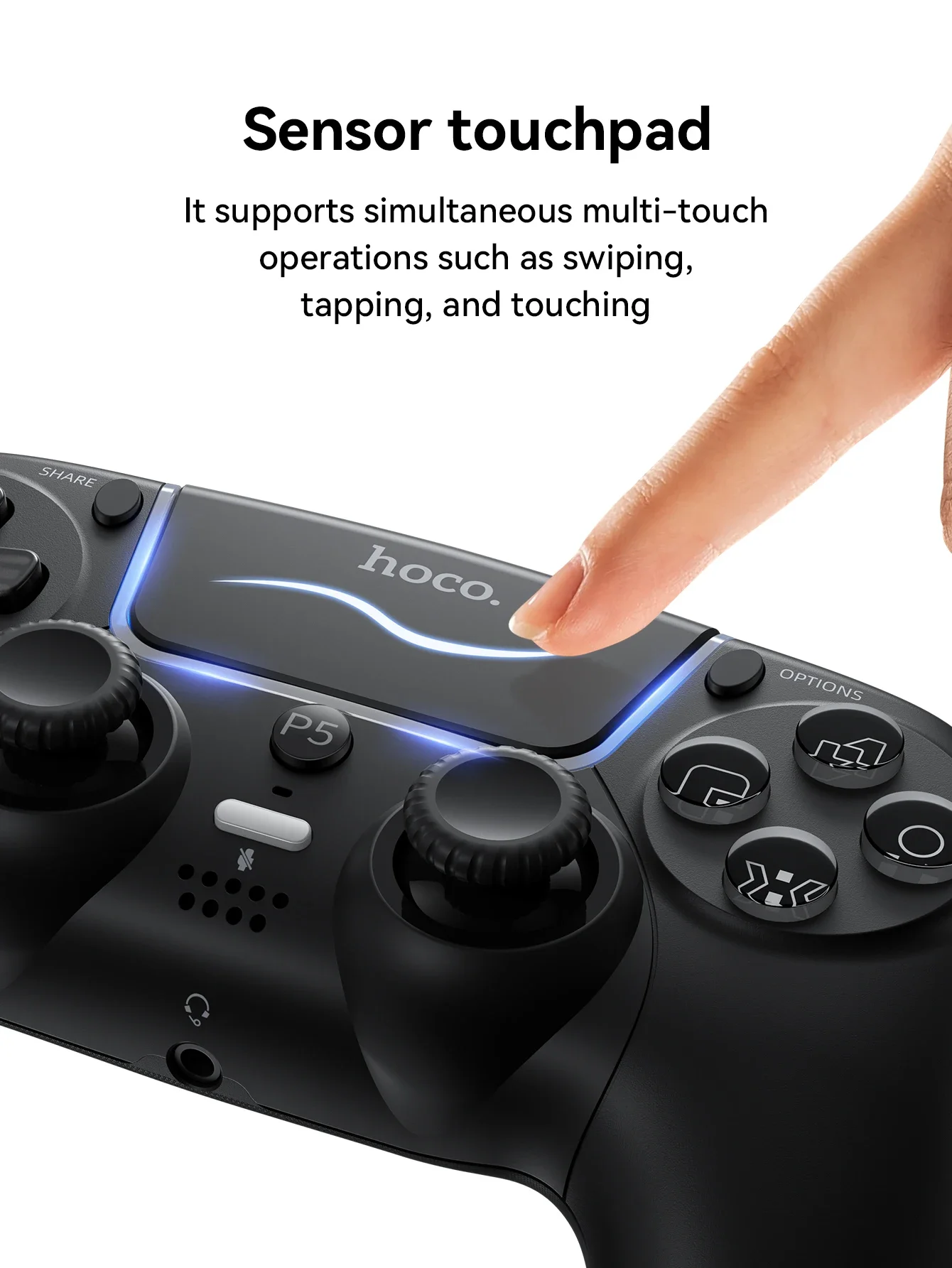 يد تحكم ألعاب لاسلكية HOCO GA32 Dragon لجهاز PS5 بتقنية Bluetooth 5.1 وبطارية 600mAh أبيض - Image 16