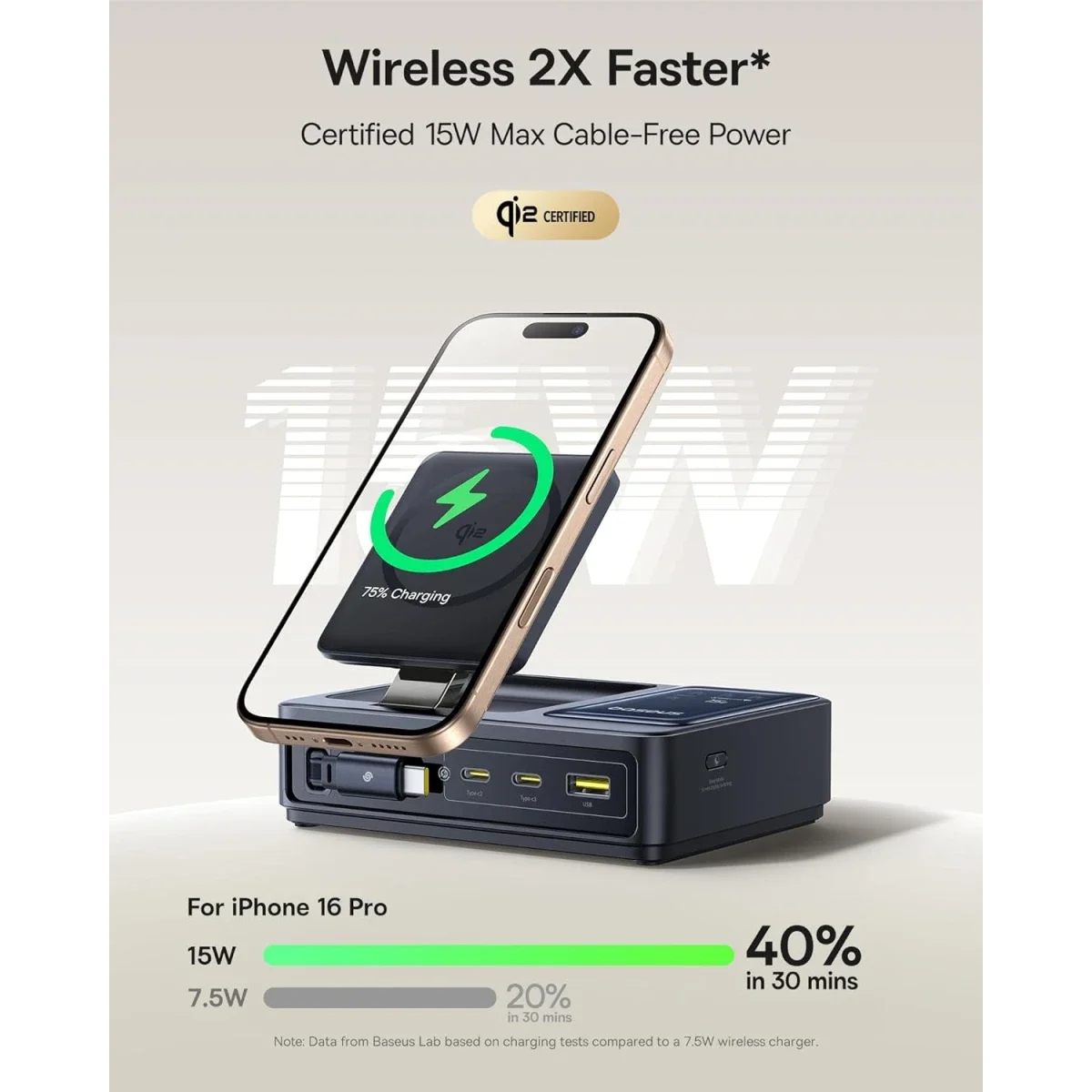 Baseus Nomos 5-in-1 140W Qi2 15W Magnetic Charging Station with 100W Retractable USB-C Cable - Thumbnail 5
