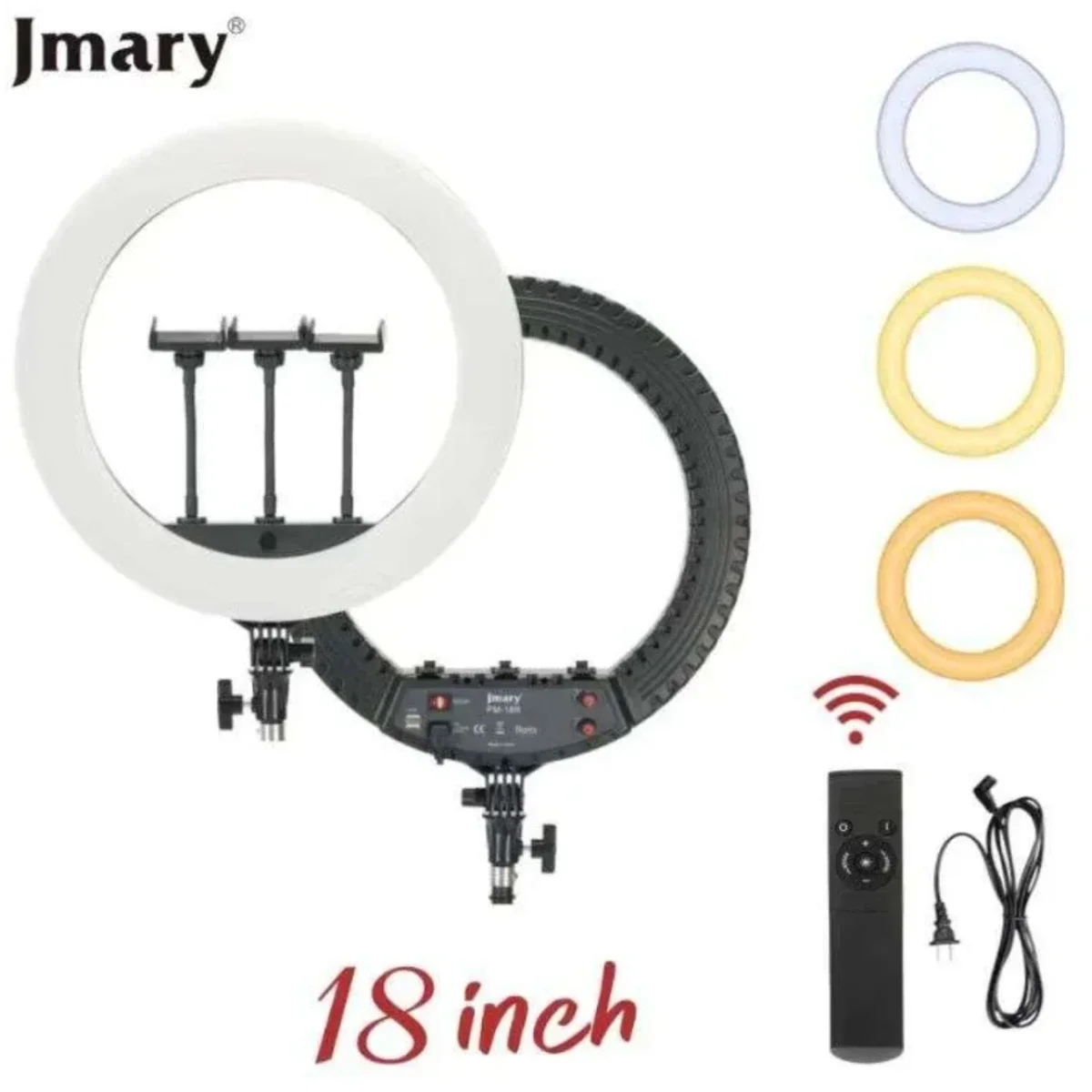 إضاءة حلقية Jmary FM-18R 18 إنش مع ريموت بدون حامل ثلاثي القوائم