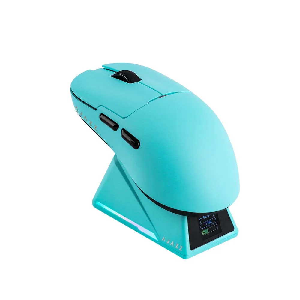 ماوس ألعاب AJAZZ AJ159 APEX لاسلكي Pro بتردد 8K ومستشعر PAW3950 وقاعدة شحن مغناطيسية، أزرق