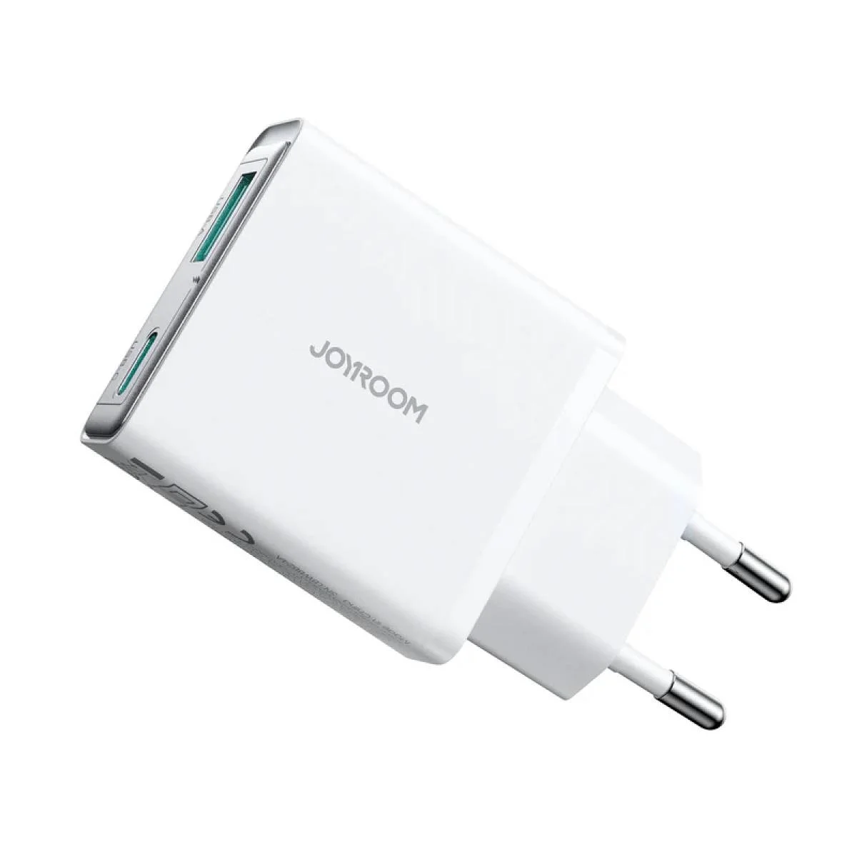 شاحن JOYROOM JR-TCF14 سريع فائق النحافة 20 واط بمنفذين USB-A وUSB-C - أبيض - Image 5