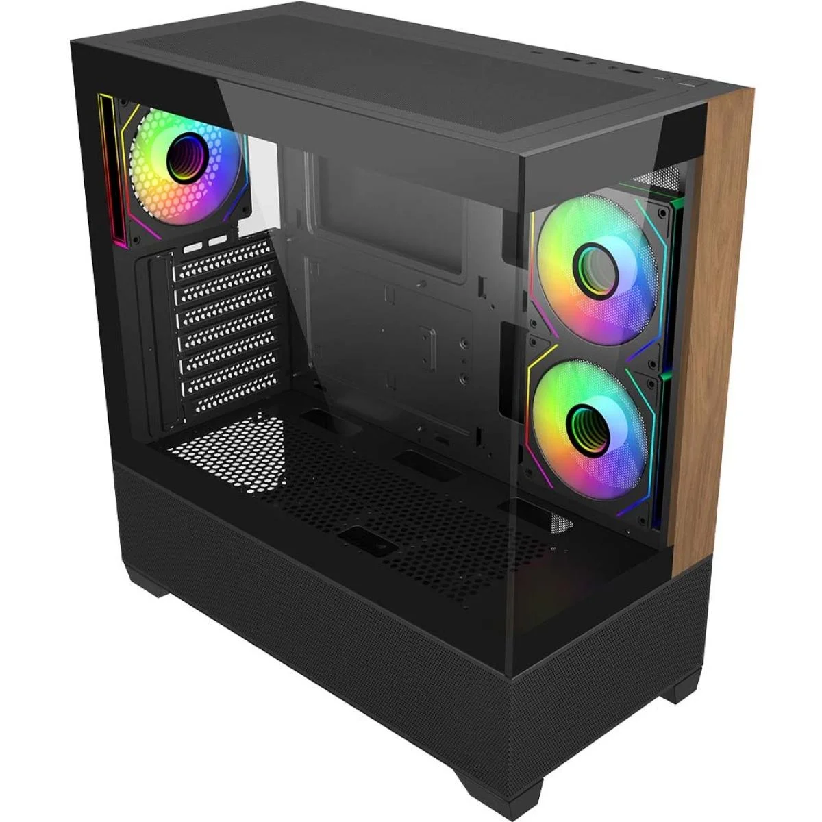 Cooler Master Elite 690 Wood Black ATX ARGB Mid-Tower Gaming Case - Thumbnail 3