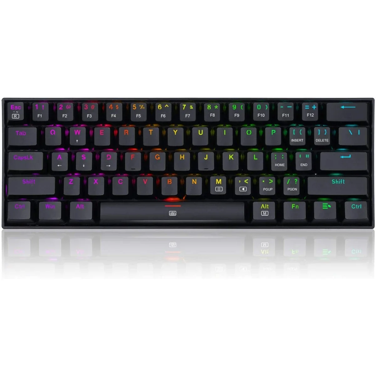 كيبورد ألعاب ميكانيكي Redragon K630 Dragonborn سلكي RGB بنسبة 60%، 61 مفتاح، سويتش أزرق خطي، أسود - Thumbnail 8